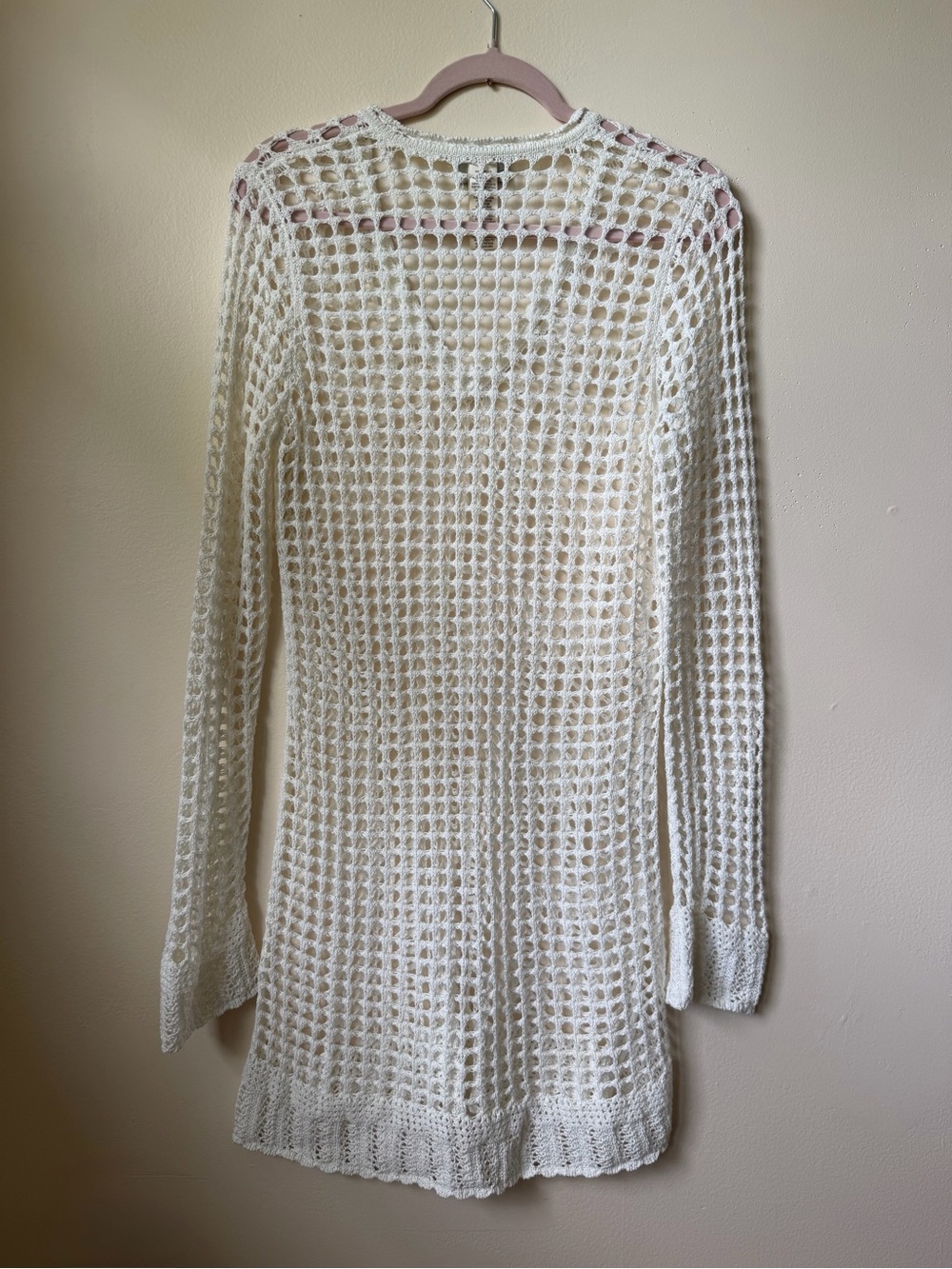 Tommy Bahama White Crochet Open Knit Swim Cover Up Tunic V-Neck Size L - Picture 3 of 6